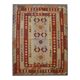 Tapis Kilim en laine fait main rouge et beige, tissage plat oriental tribal 204 x 148 cm