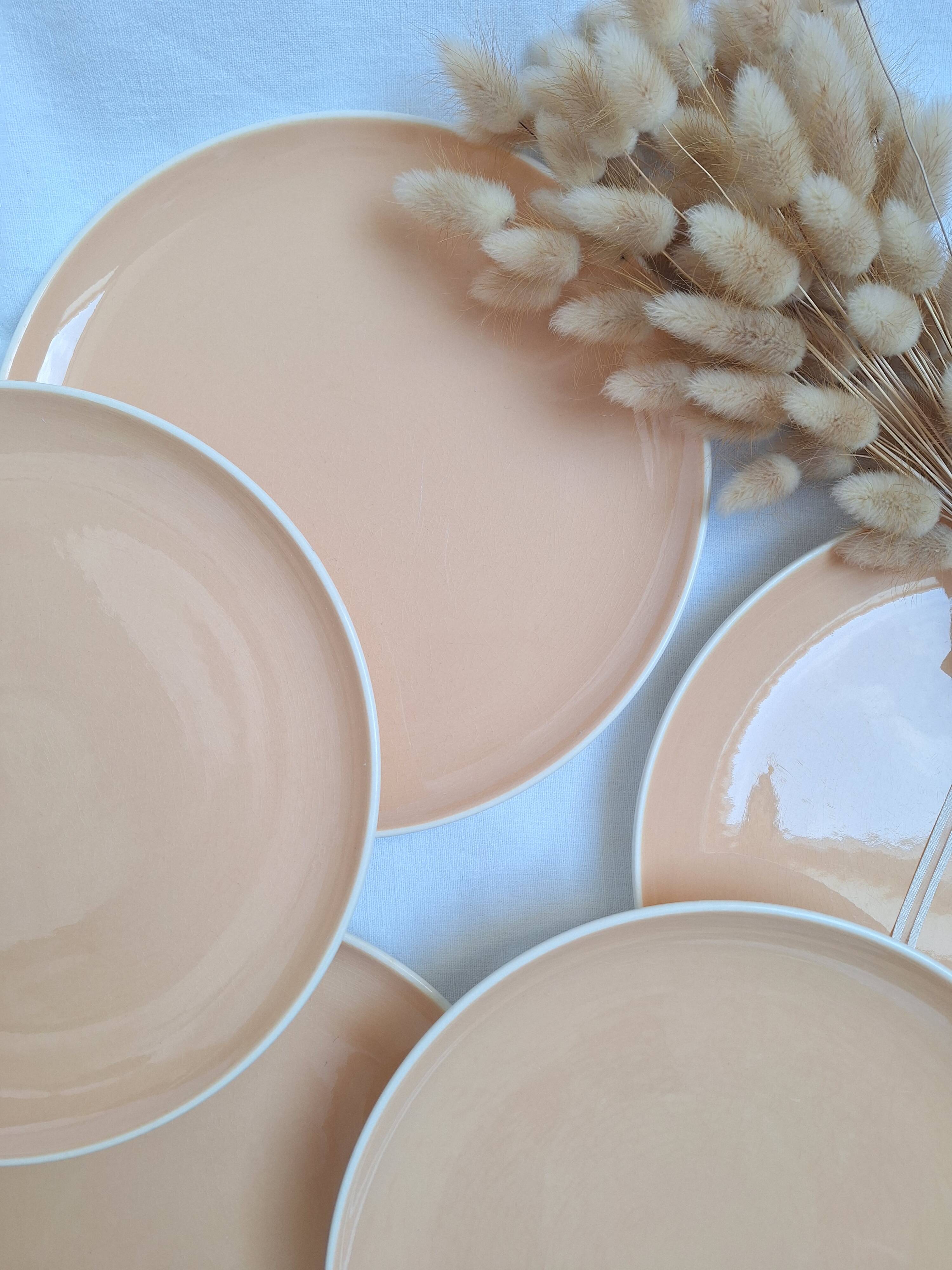 Villeroy & Boch peach-coloured dinner plates