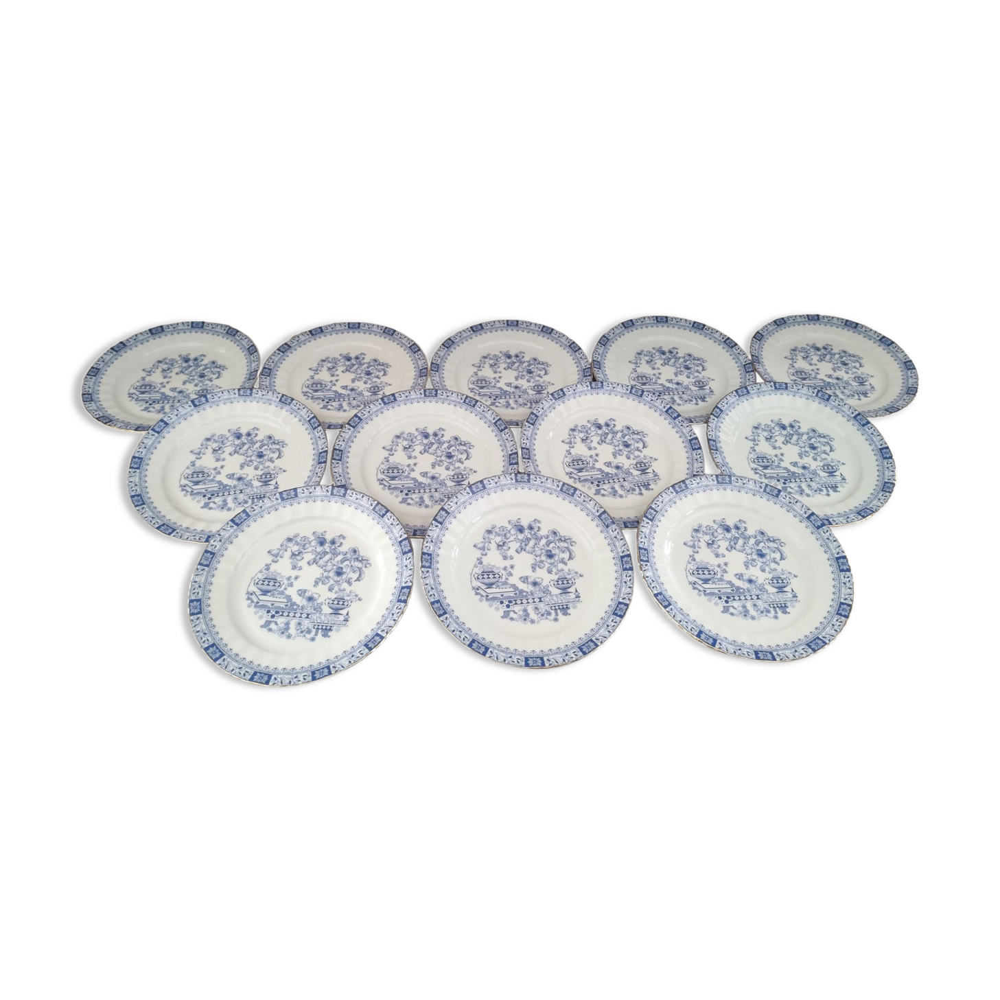 Set of 12 Bavaria porcelain dessert plates model China Blau
