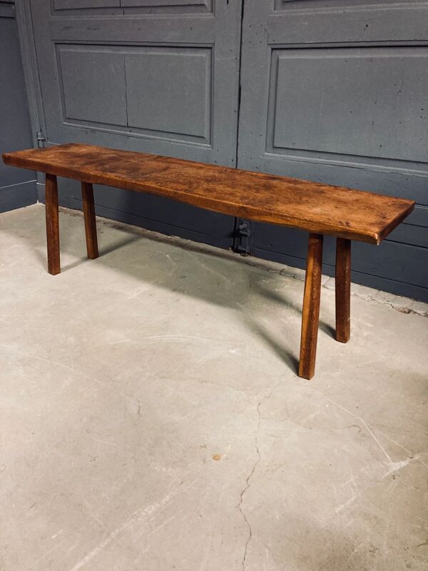 Banc industriel / table de boucher, années 1950, chêne massif - grand modèle