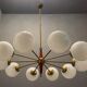 Italian sputnik chandelier in opaline glass, 1960s