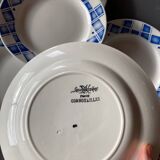 Set of 6 Sarreguemines flat plates Cornouailles blue pattern