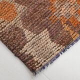 3x7 Brown Hot Pink Turkish Vintage Runner Rug, 92x227Cm