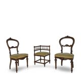 2 chaises et 1 chaise de coin italiennes, années 1950