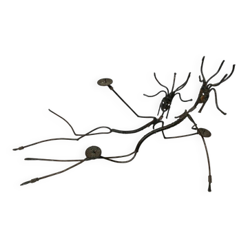 Set of tribal brutalist metal candle holders women