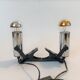 Pair of Targetti clamp spotlights in chrome metal 1970