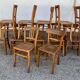 Set of 13 old art deco bistro chairs from the 1930s in light wood
