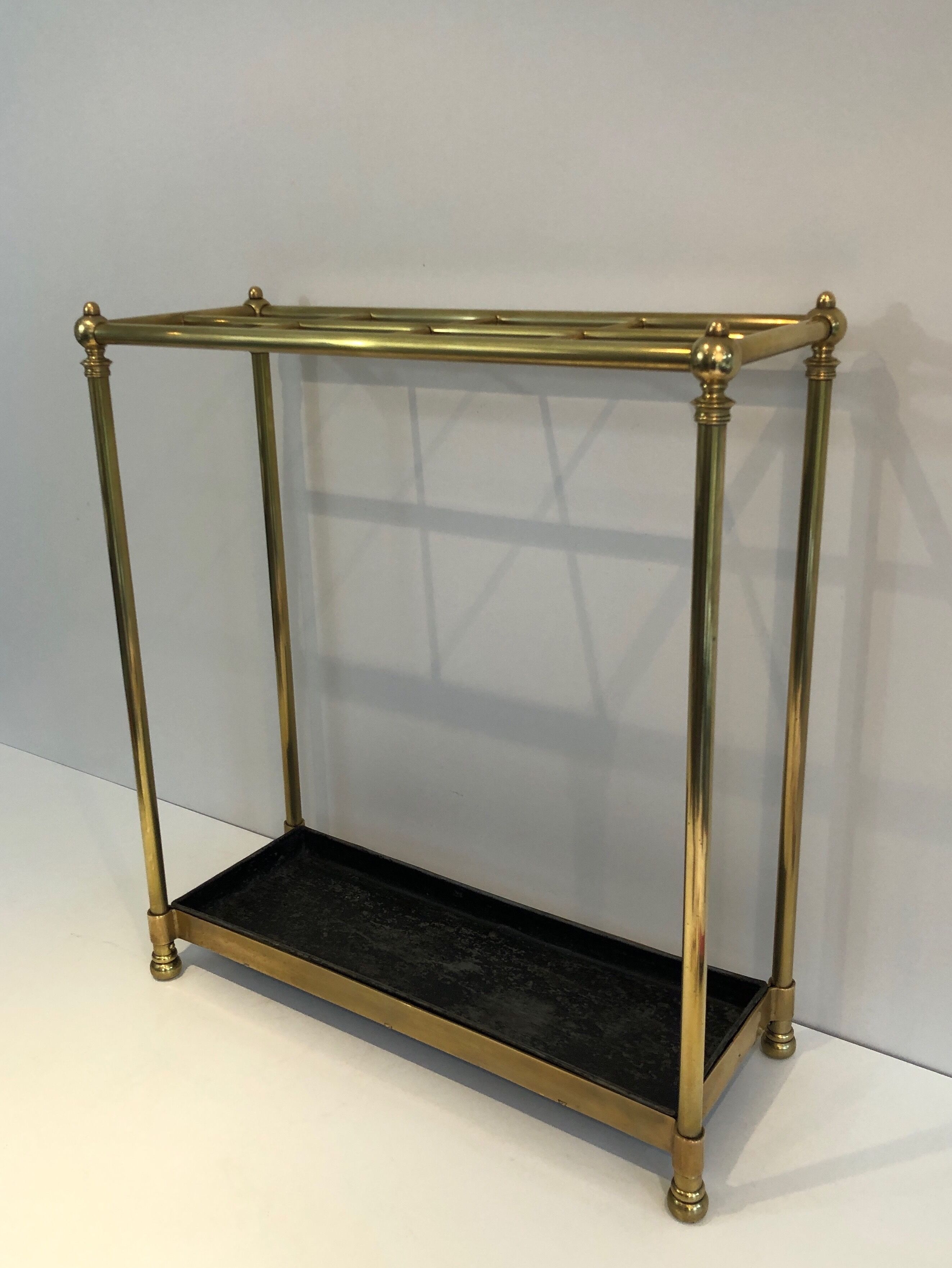 Rectangular umbrella holder in brass and cast iron. french work. around 1900