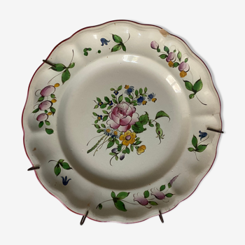 Plate of Nevers in earthenware late eighteenth century floral decoration