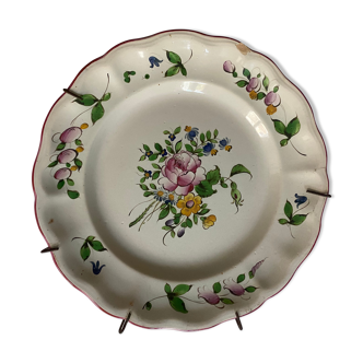 Plate of Nevers in earthenware late eighteenth century floral decoration