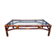 Table basse maugrion bambou, verre et cuir