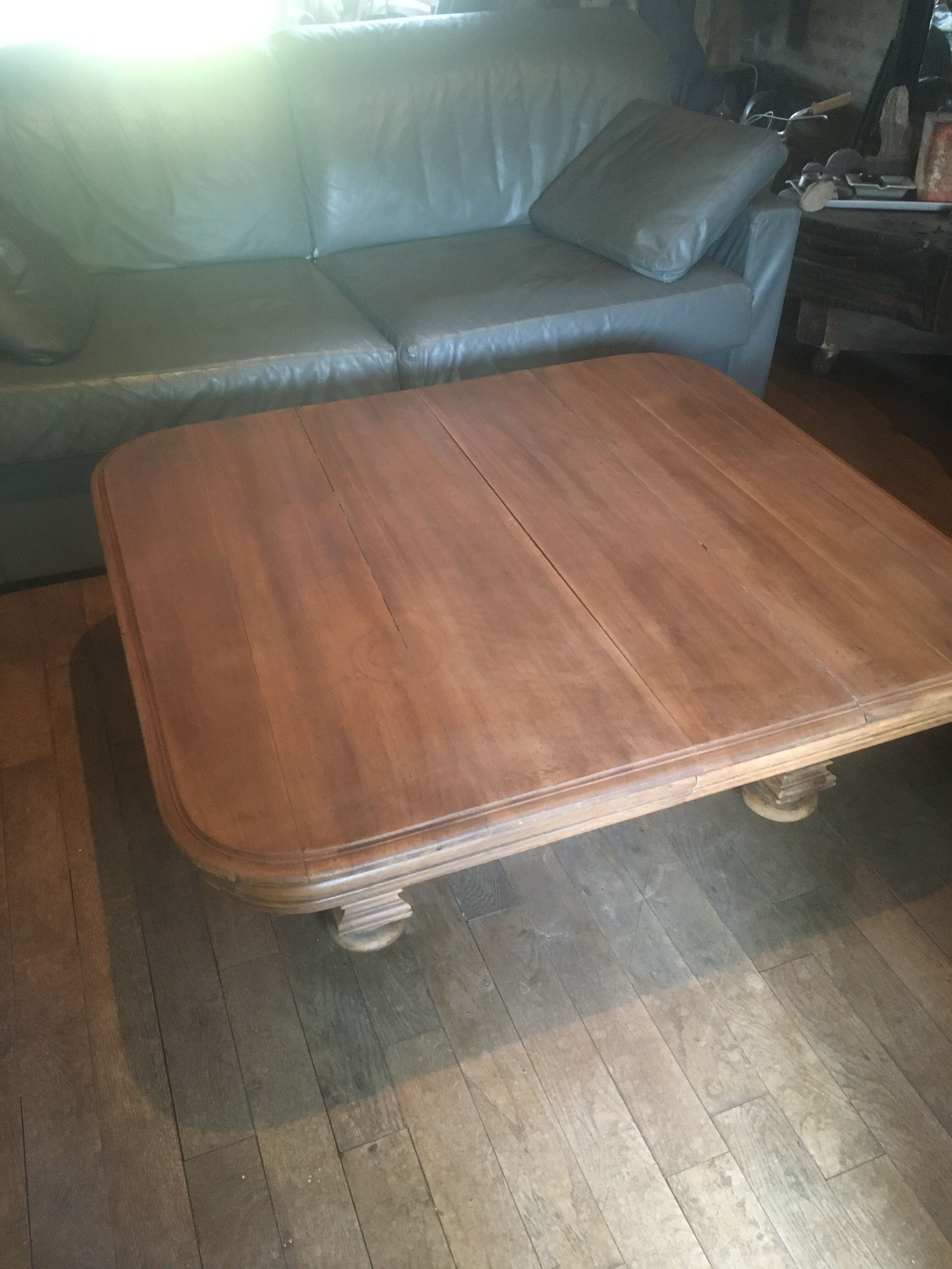 Oak coffee table on casters