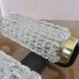 Arlus style double wall lamp in gold metal and black lacquered metal, diamond tip glass 1960