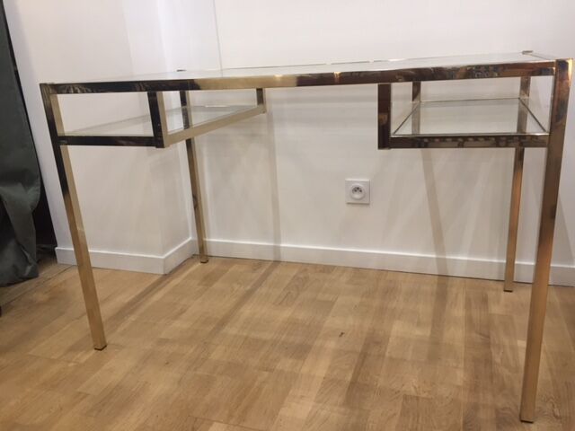 Glass and brass desk