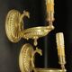Pair of eagle head wall sconces in Empire style - bronze Lucien GAU, Paris