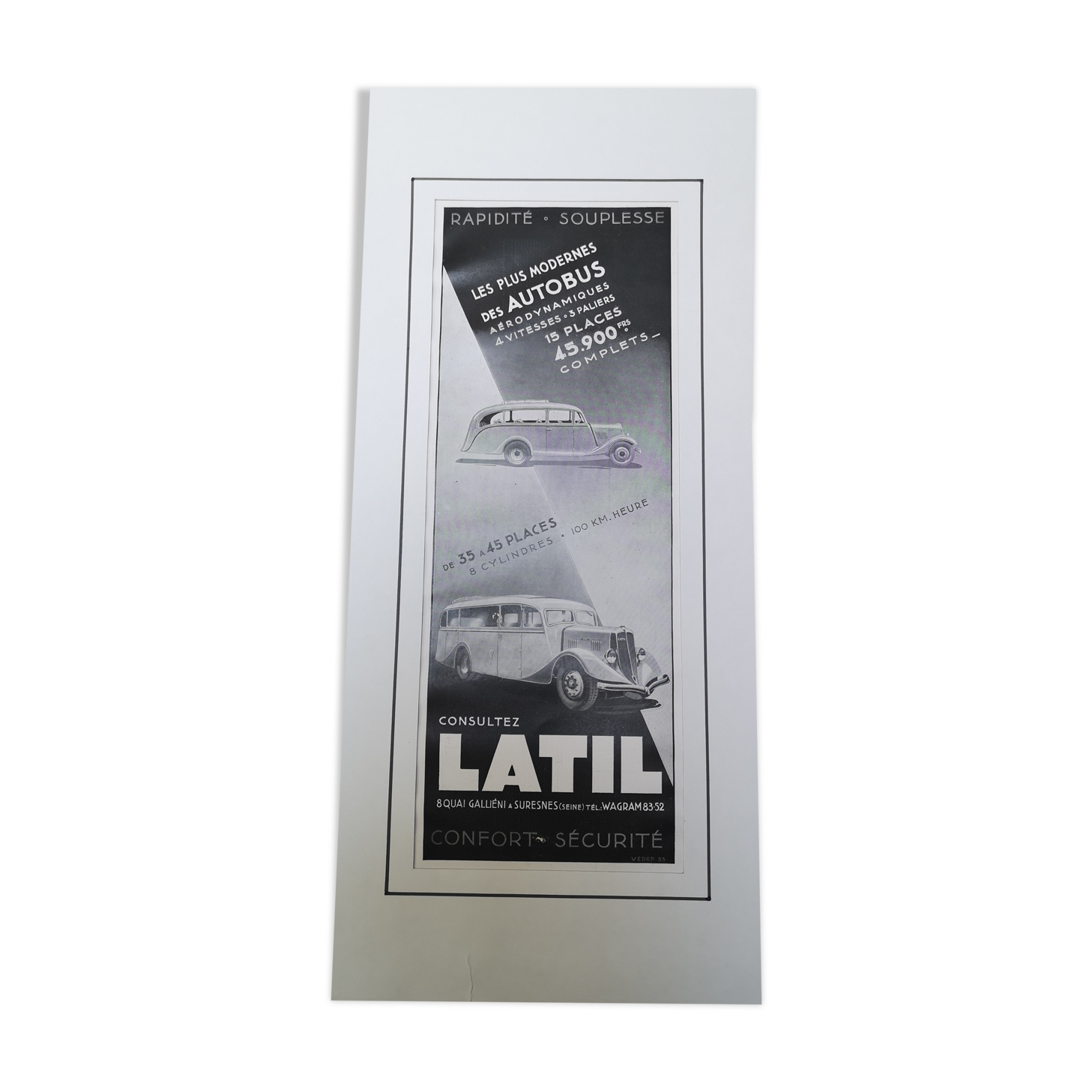 Former advertisement September 28, 1935 lati old car bus