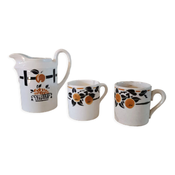 Deux tasses et pichet Badonviller