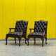 Fauteuil Chesterfield en cuir marron (le prix est pour un)
