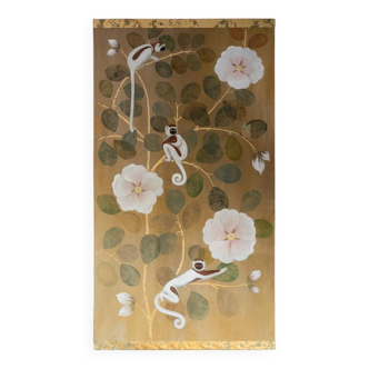 Painted canvas depicting lemurs. Contemporary work.