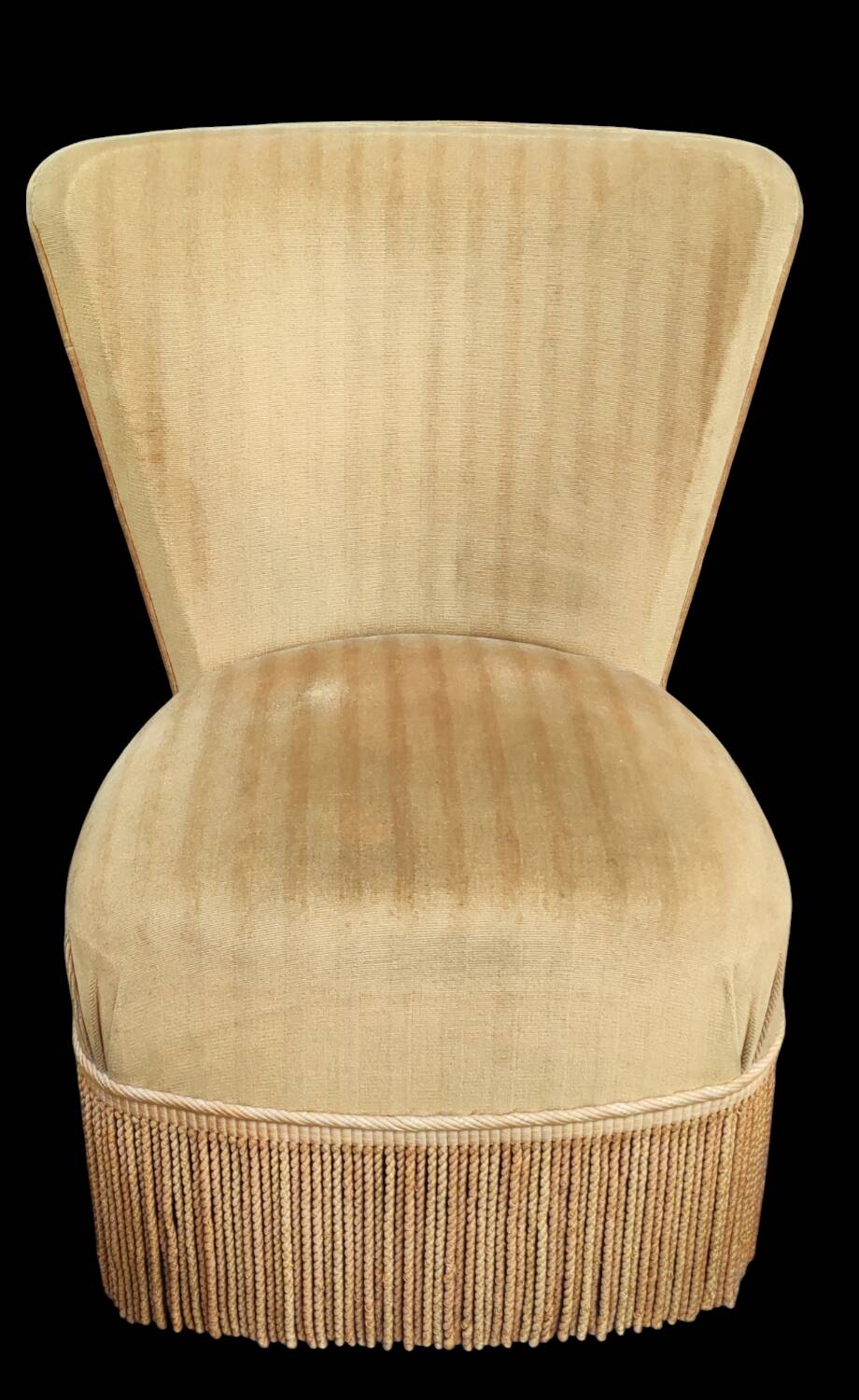 Pair of old toad armchairs with pouffe footrest