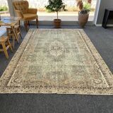 Ivory Turkish Rug 6x9 Beige -Cream Vintage Rug For Living Room -Bedroom Rug -Beige Area Rug MOON.118