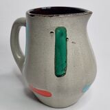 Ceramic pitcher signed Bresse in bright colors