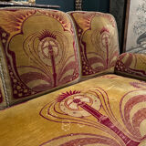 Canapé D’époque Art Nouveau garni de Son Tissu velours D’origine - XXe
