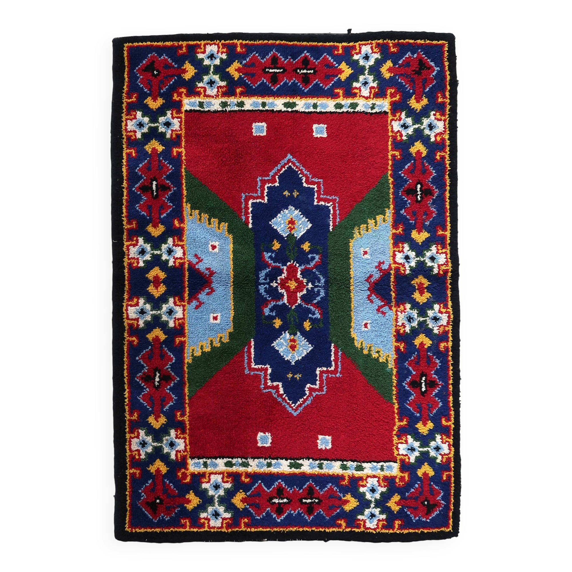 Tapis vintage français Savonnerie fait main en laine – 117 x 174 cm – 1950