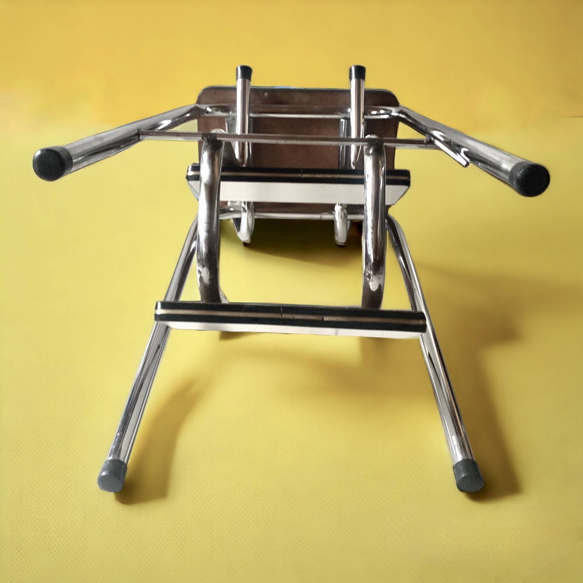 Vintage stepladder in Formica, wood and chromed metal