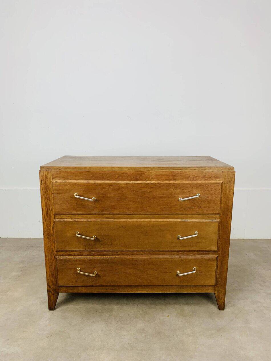 Wooden chest of drawers, splayed legs from the 1950s, vintage