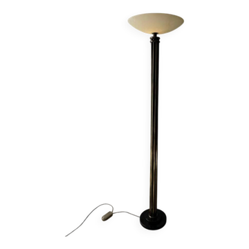 Lumiere brass floor lamp with glass uplighter France 1980s