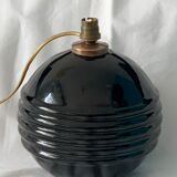 Black opaline ball lamp foot France art deco