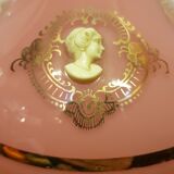 Aiguiere verre soufflé blanc et rose