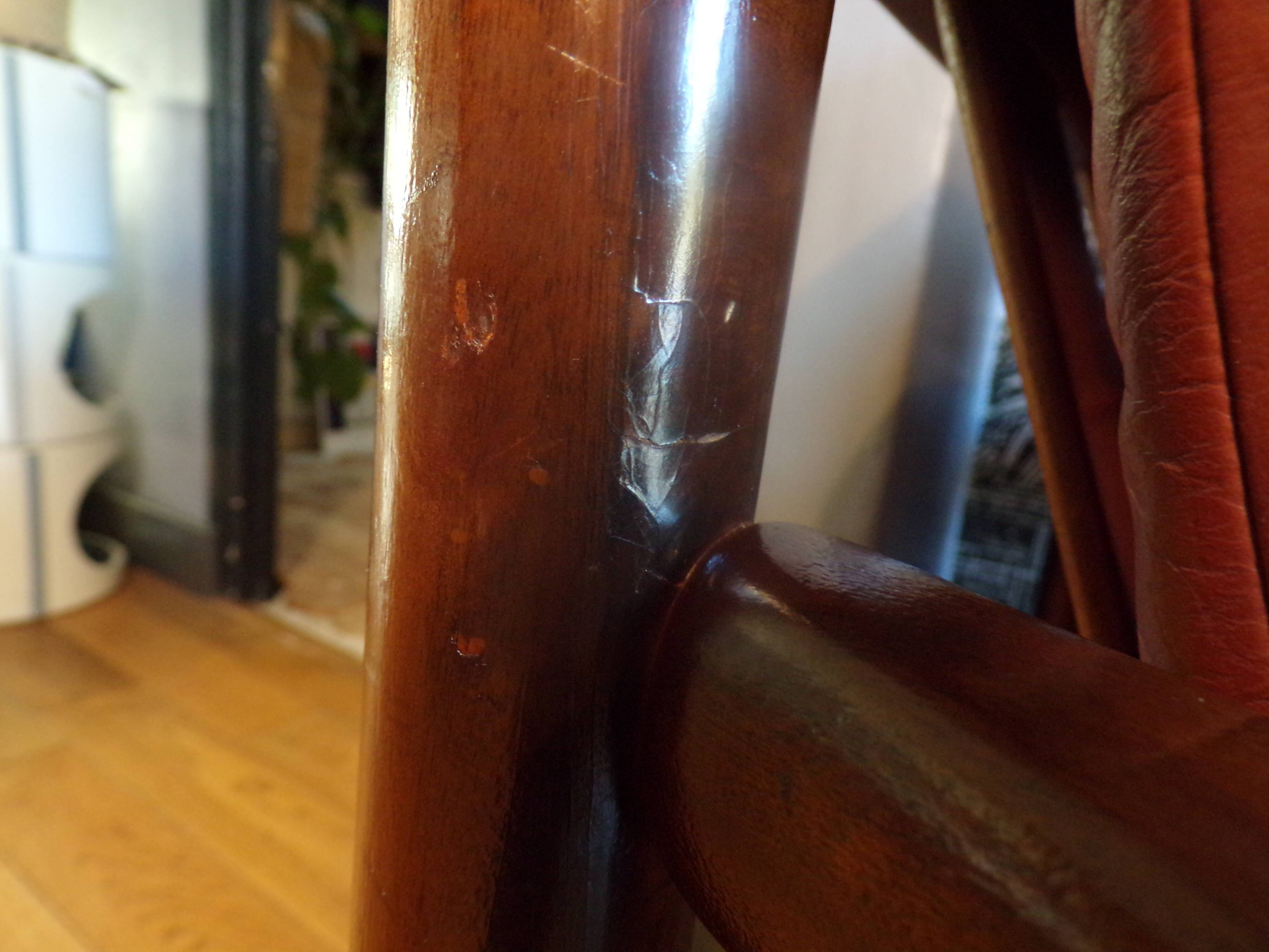 Pair of Scandinavian teak and leather armchairs