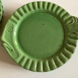 Set de 6 assiettes en terre vernissée vert Atelier Cérenne Vallauris 1945 - 1958