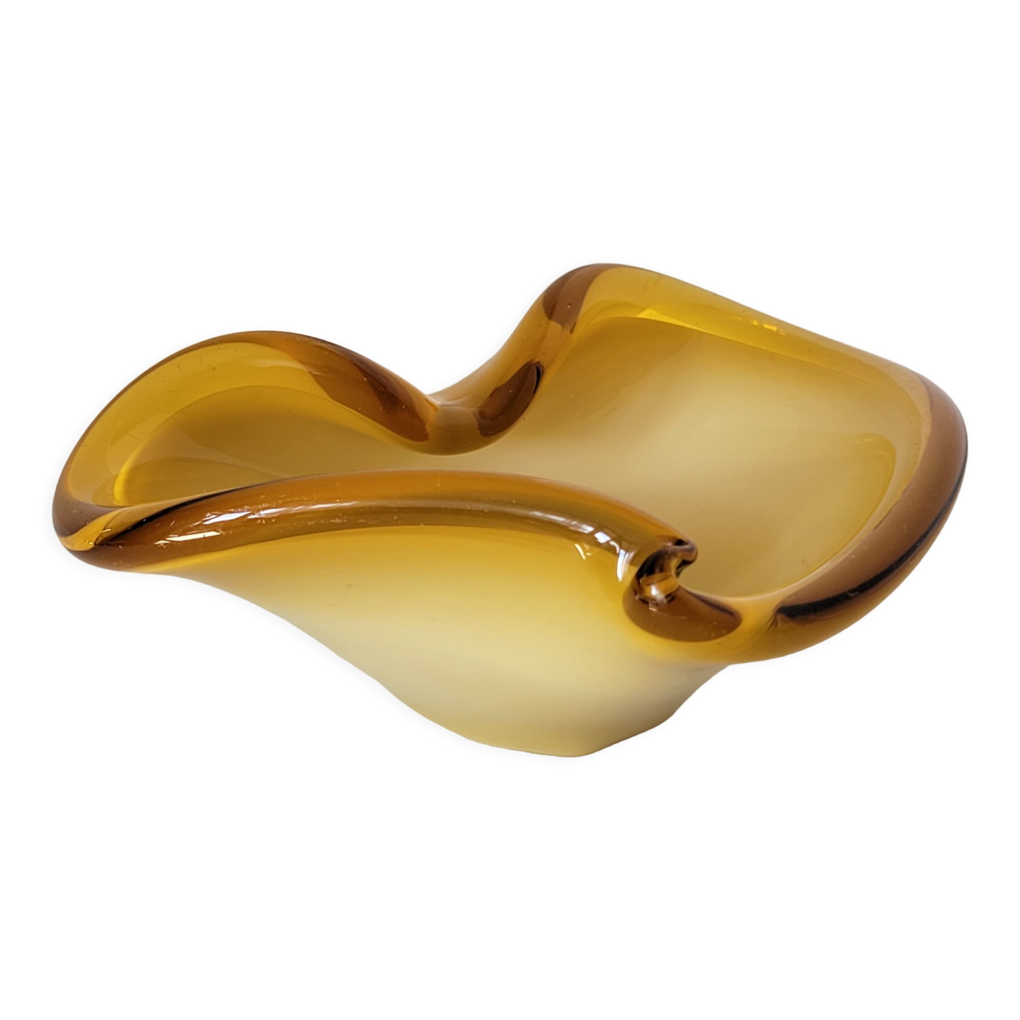 Empty pocket vintage yellow Murano glass bowl