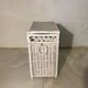 Vintage white rattan laundry basket with lid