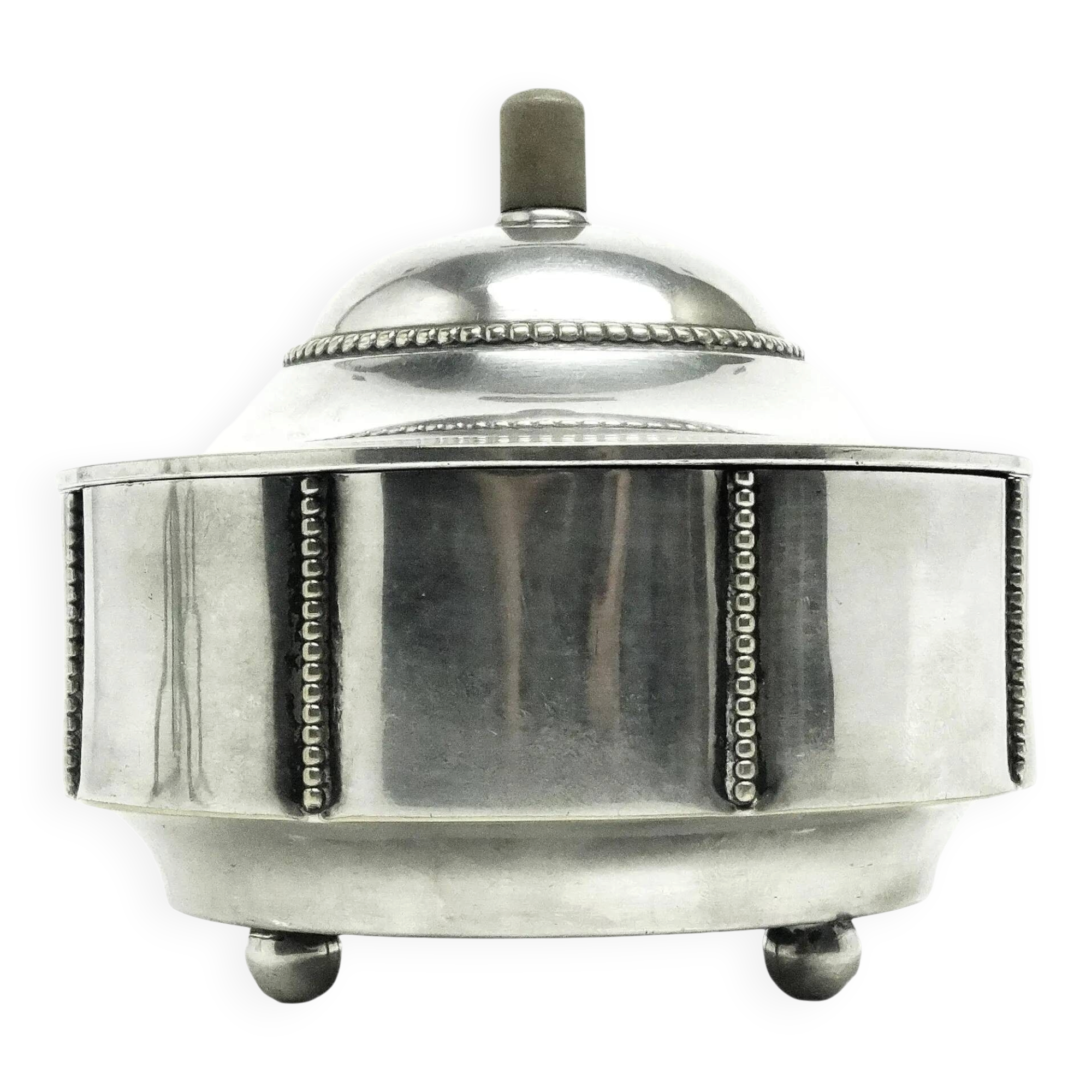 Art Deco sugar bowl, silver-plated brass, Germany, 1930s