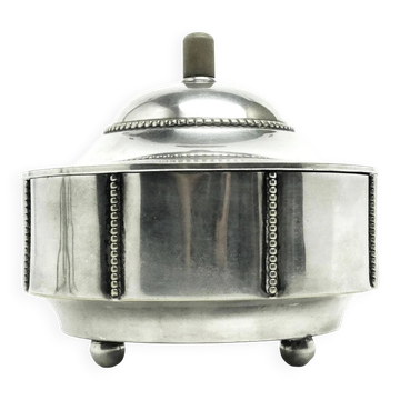 Art Deco sugar bowl, silver-plated brass, Germany, 1930s