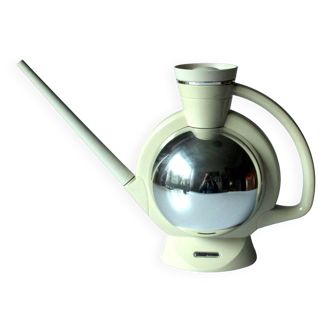Design watering can by GLORIA, white/chrome, made of plastic, vintage from the 70s