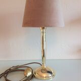 Golden metal lamp and lampshade fishing skin / vintage 70s-80s