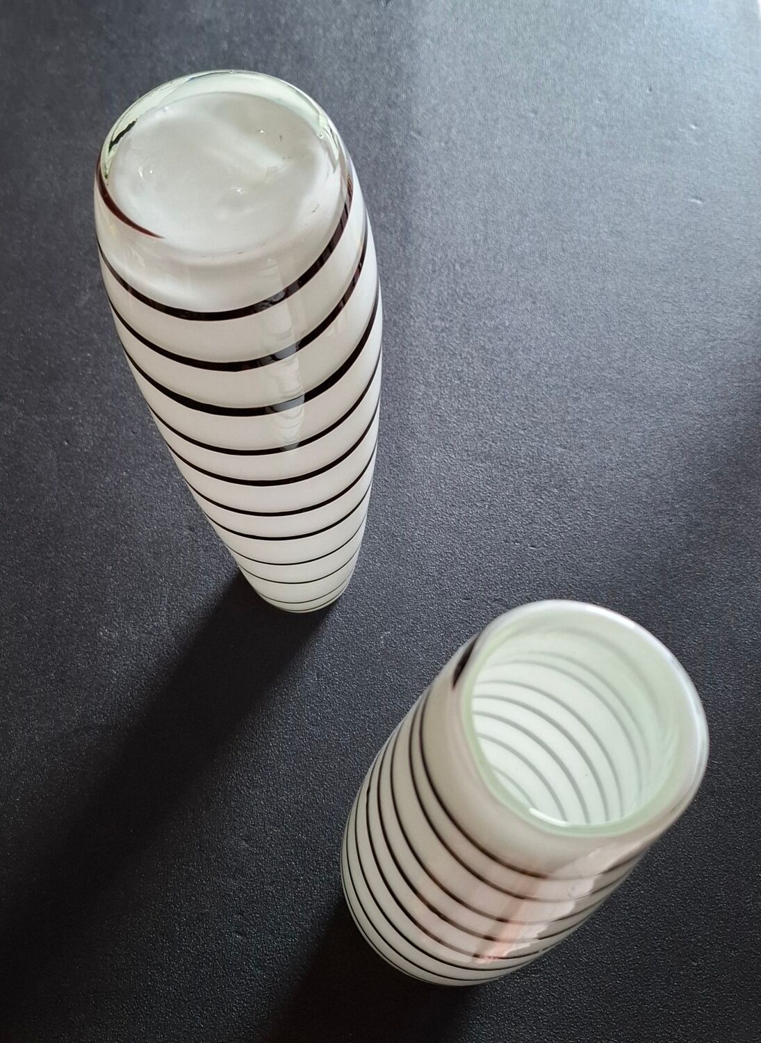 Set of 2 handcrafted opaline vases