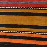 6x9 Green Orange Striped Turkish Vintage Kilim Rug 174x272Cm SK 2311
