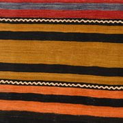 6x9 Green Orange Striped Turkish Vintage Kilim Rug 174x272Cm SK 2311