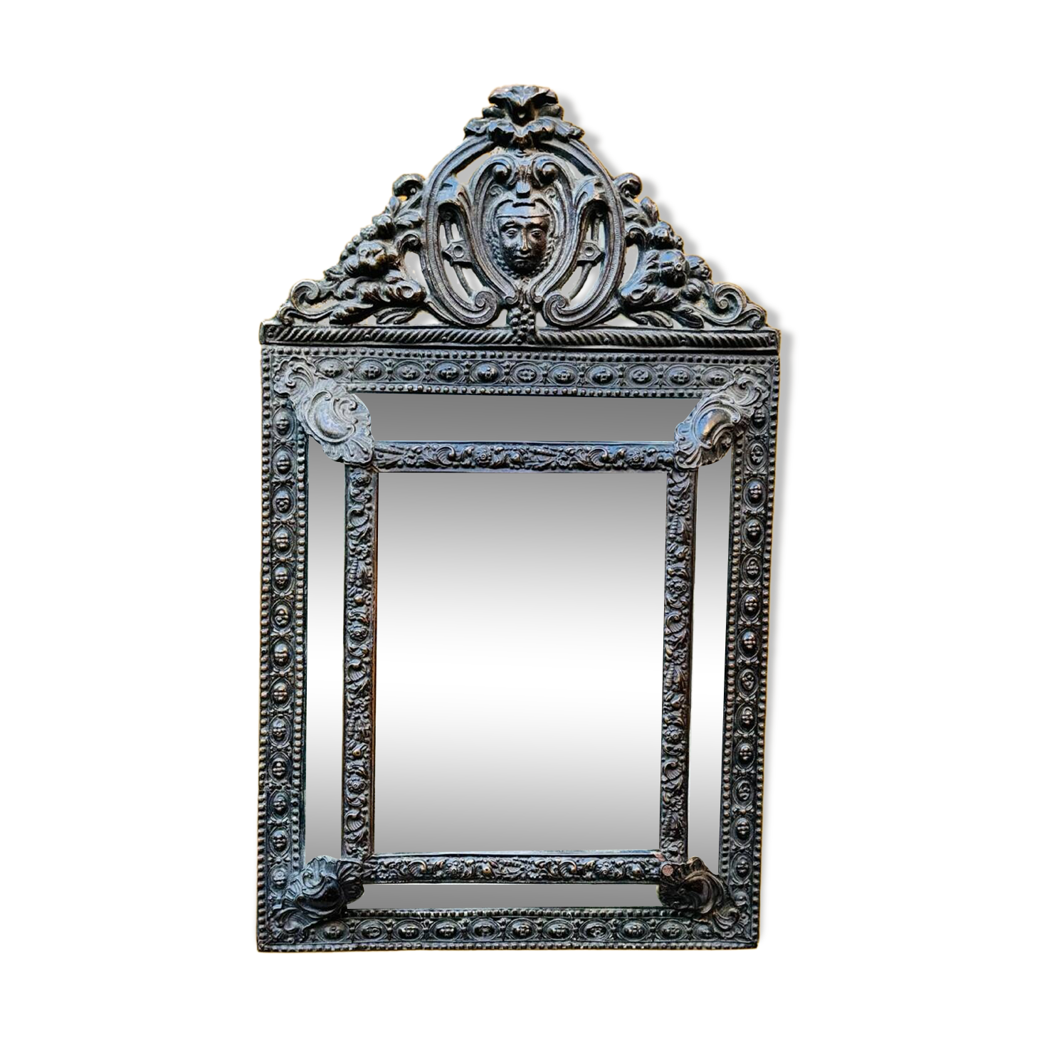 19th century wall mirror with parecloses