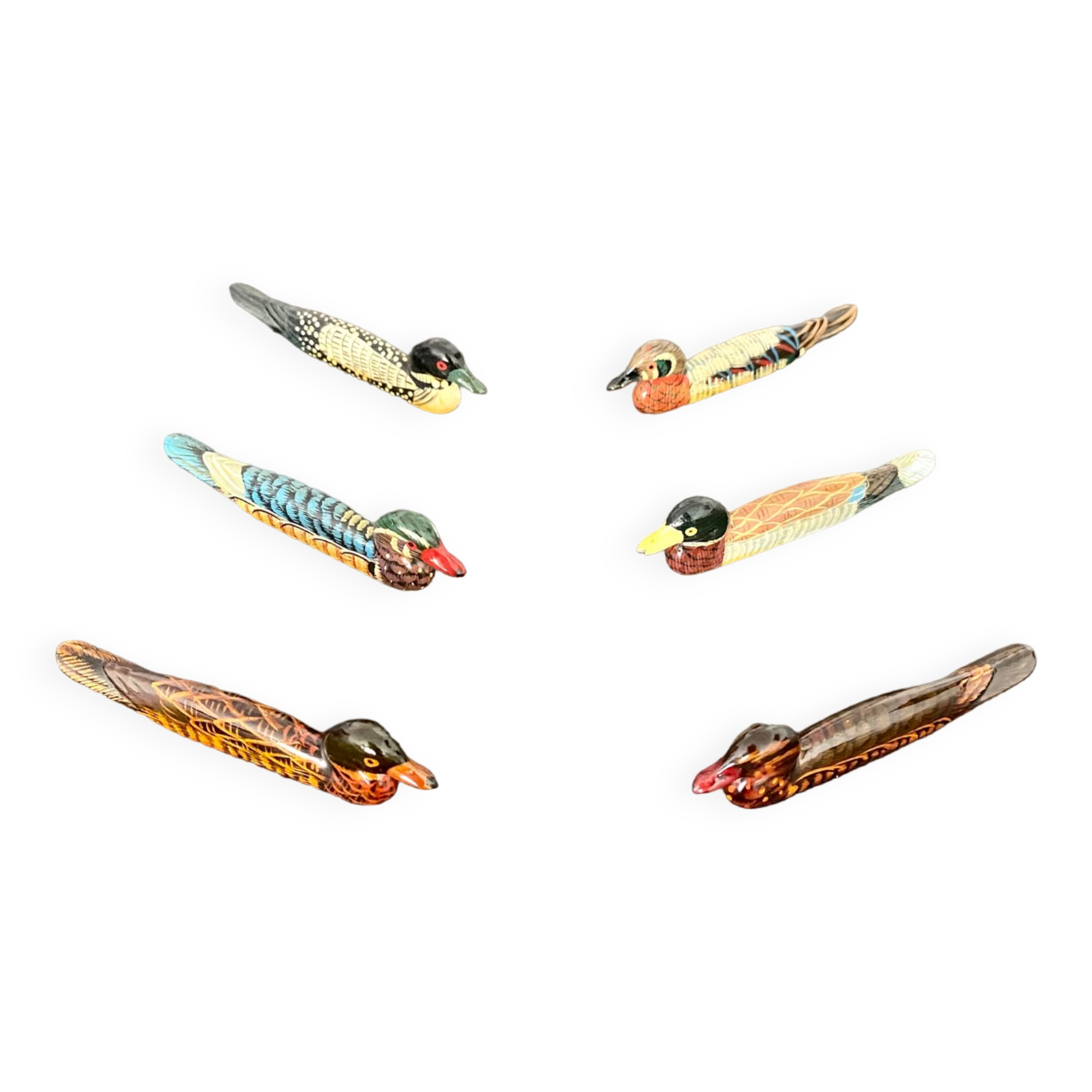 6 porte-couteaux forme canard bois laqué