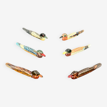 6 porte-couteaux forme canard bois laqué