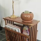 Rosewood and brass magazine stand table