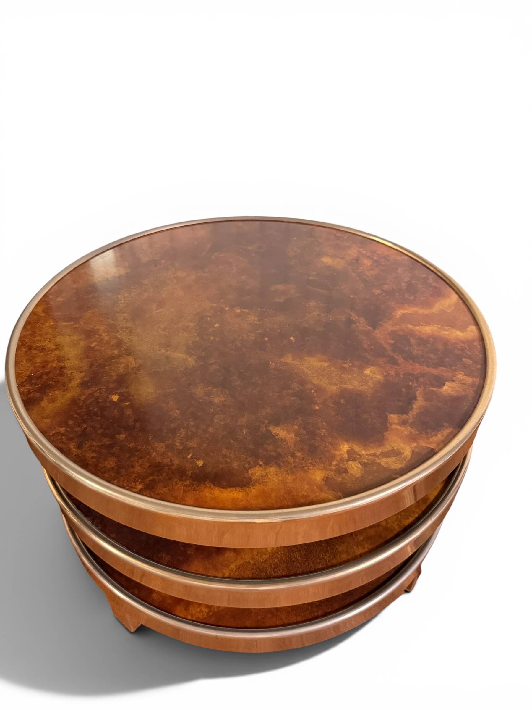 Coffee Table with 3 Platforms in Elm Burl - Maria Pergay