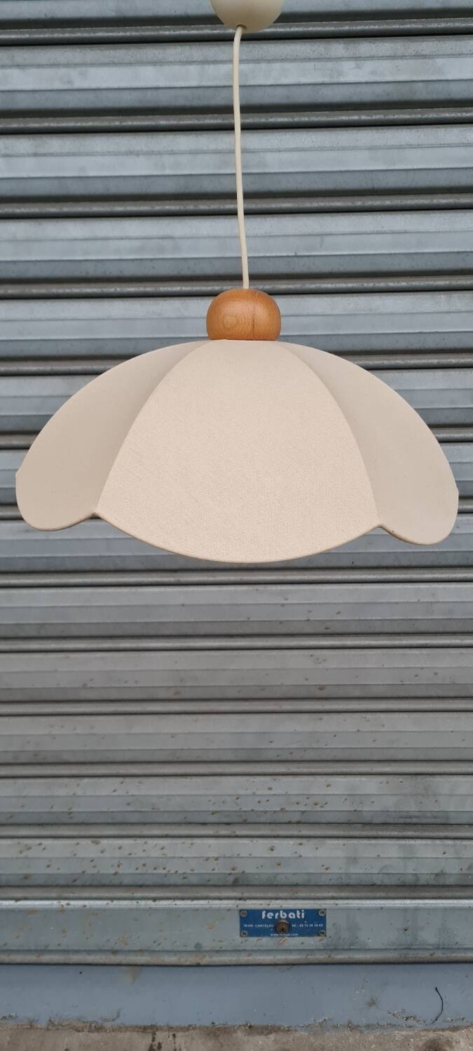 Cotton and wood pendant light